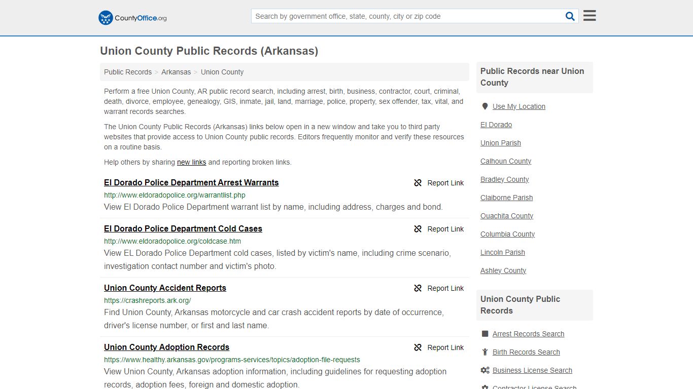 Union County Public Records (Arkansas) - County Office