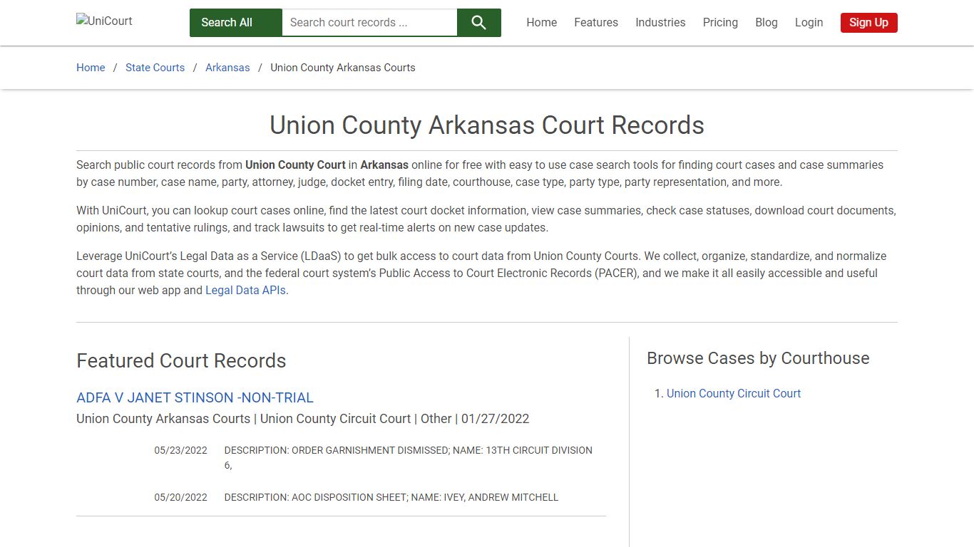 Union County Arkansas Court Records | Arkansas | UniCourt